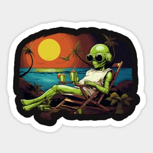 Beach Alien Sticker